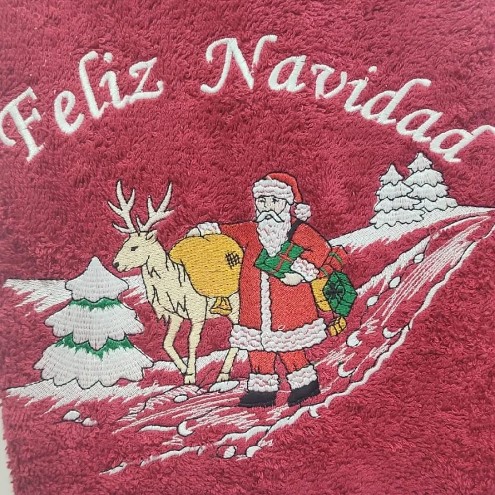 Bordado con Saludo Navideño - Feliz Navidad